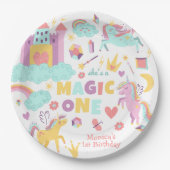 パステルレインボーユニコーン魔法1歳 ペーパープレート (正面)