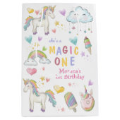 パステルレインボーユニコーン魔法1歳 ミディアムペーパーバッグ (正面)