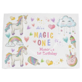 パステルレインボーユニコーン魔法1歳 ラージペーパーバッグ (正面)