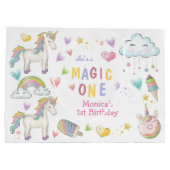 パステルレインボーユニコーン魔法1歳 ラージペーパーバッグ (裏面)