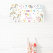 パステルレインボーユニコーン魔法1歳 横断幕 (インサイチュ)