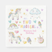 パステルレインボーユニコーン2つの魔法の誕生日 スタンダードランチョンナプキン (正面)