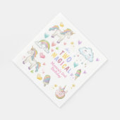 パステルレインボーユニコーン2つの魔法の誕生日 スタンダードランチョンナプキン (角)