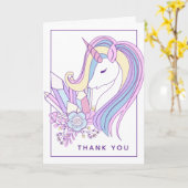 パステルレインボーユニコーン |ありがとうございます カード (黄色い花)