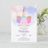 パステルレインボーユニコーン 誕生日 招待状 (スタンド正面)
