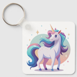 パステルレインボーユニコーンin漫画スタイル キーホルダー