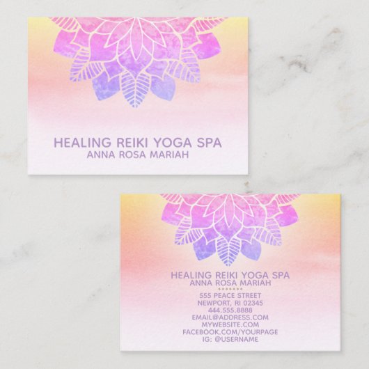 *~*パステルレインボーヨガスピリチュアル霊気マンダラ 名刺 (正面/裏面)
