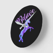 パステルレインボー信じインユニコーン ラウンド壁時計 (傾斜)