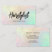 パステルレインボー及びフェイク金ゴールドフォイル効果テクスチャ 名刺 (正面/裏面)