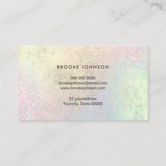 パステルレインボー及びフェイク金ゴールドフォイル効果テクスチャ 名刺 (裏面)