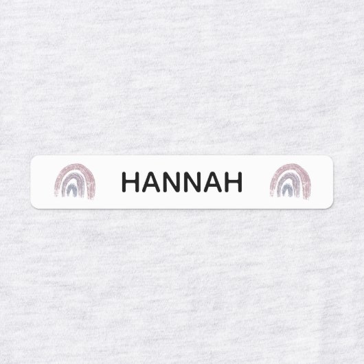パステルレインボー名前をカスタムするスクールキッズウェア ラベル (デザイン1)