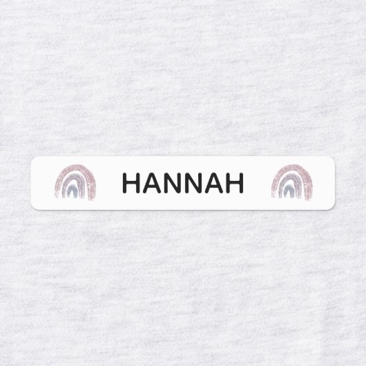 パステルレインボー名前をカスタムするスクールキッズウェア ラベル (デザイン2)