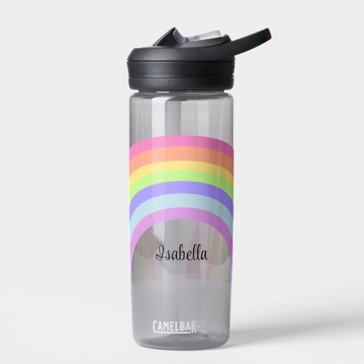パステルレインボー子供の名前を追加ウォーターボトル ウォーターボトル (左面)