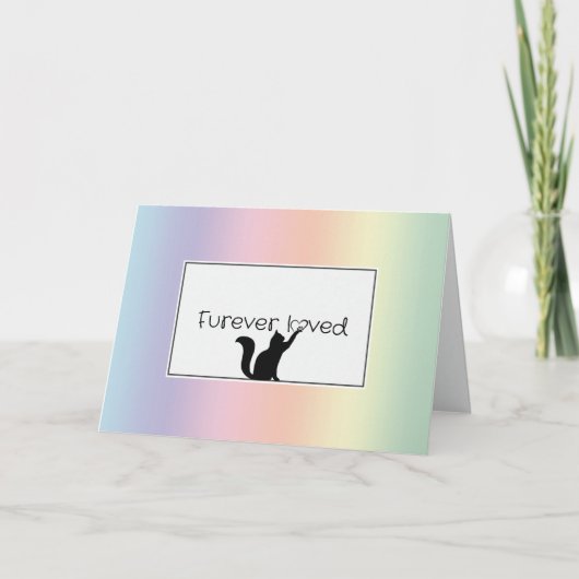 パステルレインボー子猫ペットロス悔やみや弔慰 カード (正面)
