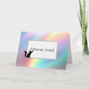 パステルレインボー子猫ペットロス悔やみや弔慰 カード