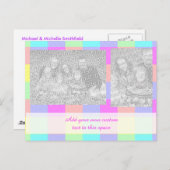 パステルレインボー市松模様に2枚の写真 ポストカード (正面/裏面)