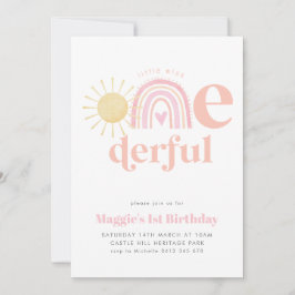 パステルレインボー恋しく思リトルワンダーフル1歳の誕生日 招待状