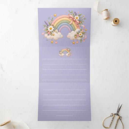 パステルレインボー文具 三つ折り招待状 (内部)