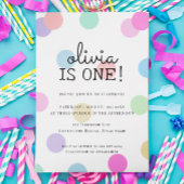 パステルレインボー水玉模様1st誕生日 招待状