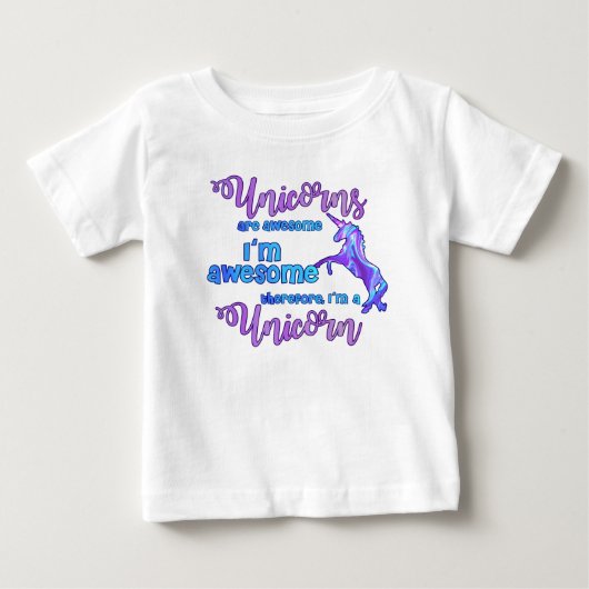 パステルレインボー私はユニコーン ベビーTシャツ (正面)