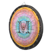 パステルレインボー素朴ウッドトーンモノグラム名 ダーツボード (正面右)