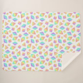 パステルレインボー結晶パターン シェルパブランケット (正面(横))