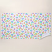 パステルレインボー結晶パターン ビーチタオル (正面)