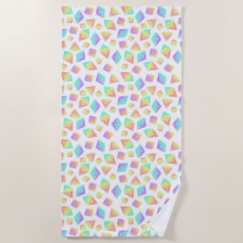 パステルレインボー結晶パターン ビーチタオル