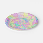 パステルレインボー絞り染めガールズ誕生日 ペーパープレート (アングル)