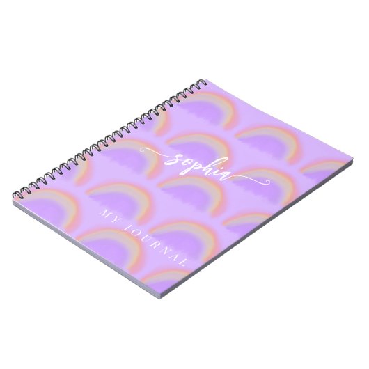 パステルレインボー絞り染め水カラー名前をカスタムする ノートブック (左側)