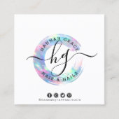 パステルレインボー絵を描スワッシュカスタムロゴのヘア爪、 ネイル スクエア名刺 (正面)
