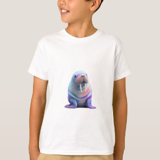 パステルレインボー綿あめセイウチキッズ Tシャツ