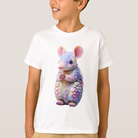 パステルレインボー装甲マウス子供服 Tシャツ (正面)
