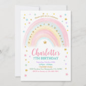 パステルレインボー誕生日招待状 招待状 (正面)
