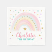 パステルレインボー誕生日紙ナプキンス スタンダードカクテルナプキン (正面)