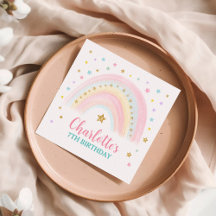 パステルレインボー誕生日紙ナプキンス