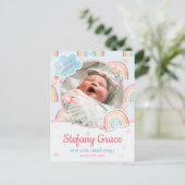 パステルレインボー誕生発表葉書 ポストカード (スタンド正面)