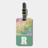 パステルレインボー金ゴールドアゲートキッズカラーブロック ラゲッジタグ (正面縦)