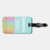 パステルレインボー金ゴールドグリッターキッズカラーブロック ラゲッジタグ (裏面横)