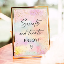 パステルレインボー金ゴールドスウィートトリート誕生日サイン