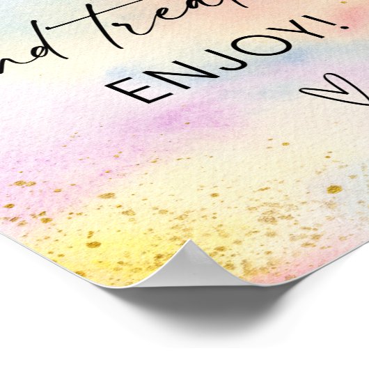 パステルレインボー金ゴールドスウィートトリート誕生日サイン ポスター (角)