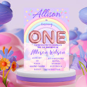 パステルレインボー1st誕生日招待状女子 招待状