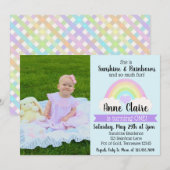 パステルレインボー1st誕生日招待状 招待状 (正面/裏面)