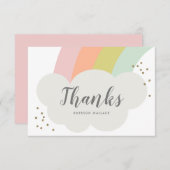 パステルレインボー クラウド キュート キッズ サンキューカード (正面/裏面)