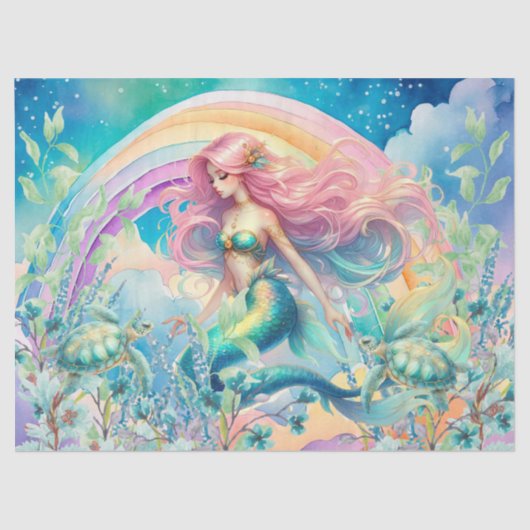 パステルレインボー&マーメイドデクページ 薄葉紙 (正面)