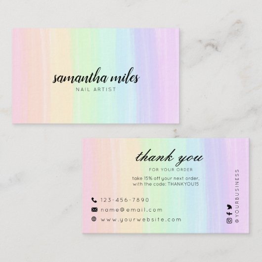 パステルレインボー 名刺 (正面/裏面)