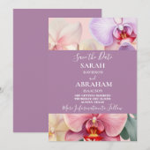 パステルレインボー・蘭の結婚式延期通知 招待状 (正面/裏面)