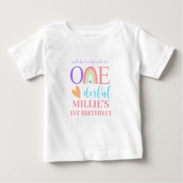パステルレインボーONEderful 1st誕生日ベビーTシャツ ベビーTシャツ