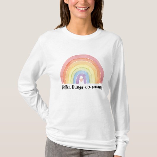 パステルレインボーwithハート | 水彩虹 tシャツ (正面)
