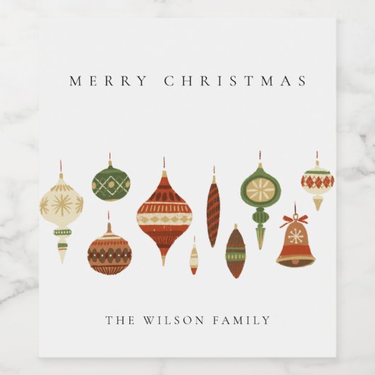 パステルレエレガントッドグリーンスターチャースマスオーナメント ワインラベル (シングルラベル)